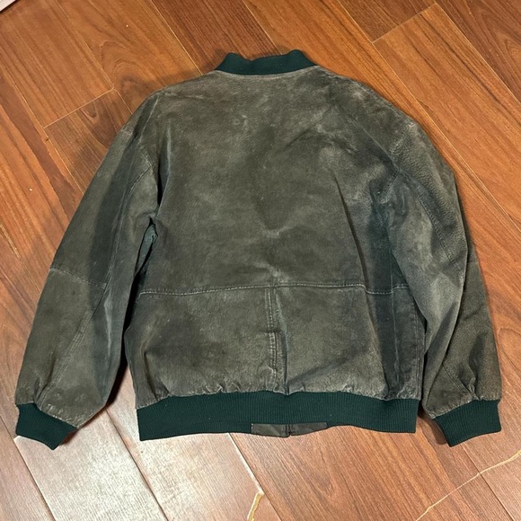 Vintage Green Leather Suede Full Zip Up Jacket Size Mens Medium - Picture 5 of 7